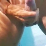 Hot man Masturbating in a public pool