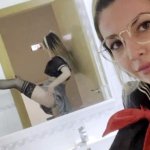 Deepthroat and dildo ride on the crystal table